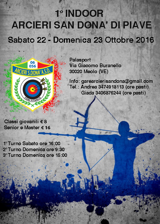 Invito al 1° Indoor Compagnia Arcieri San Dona’ di Piave